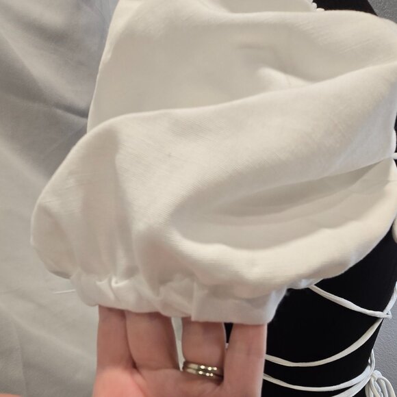 NWT Zara Dress White Off The Shoulder Open Back Mini Size Large Zip Puff-Sleeve - Picture 10 of 12